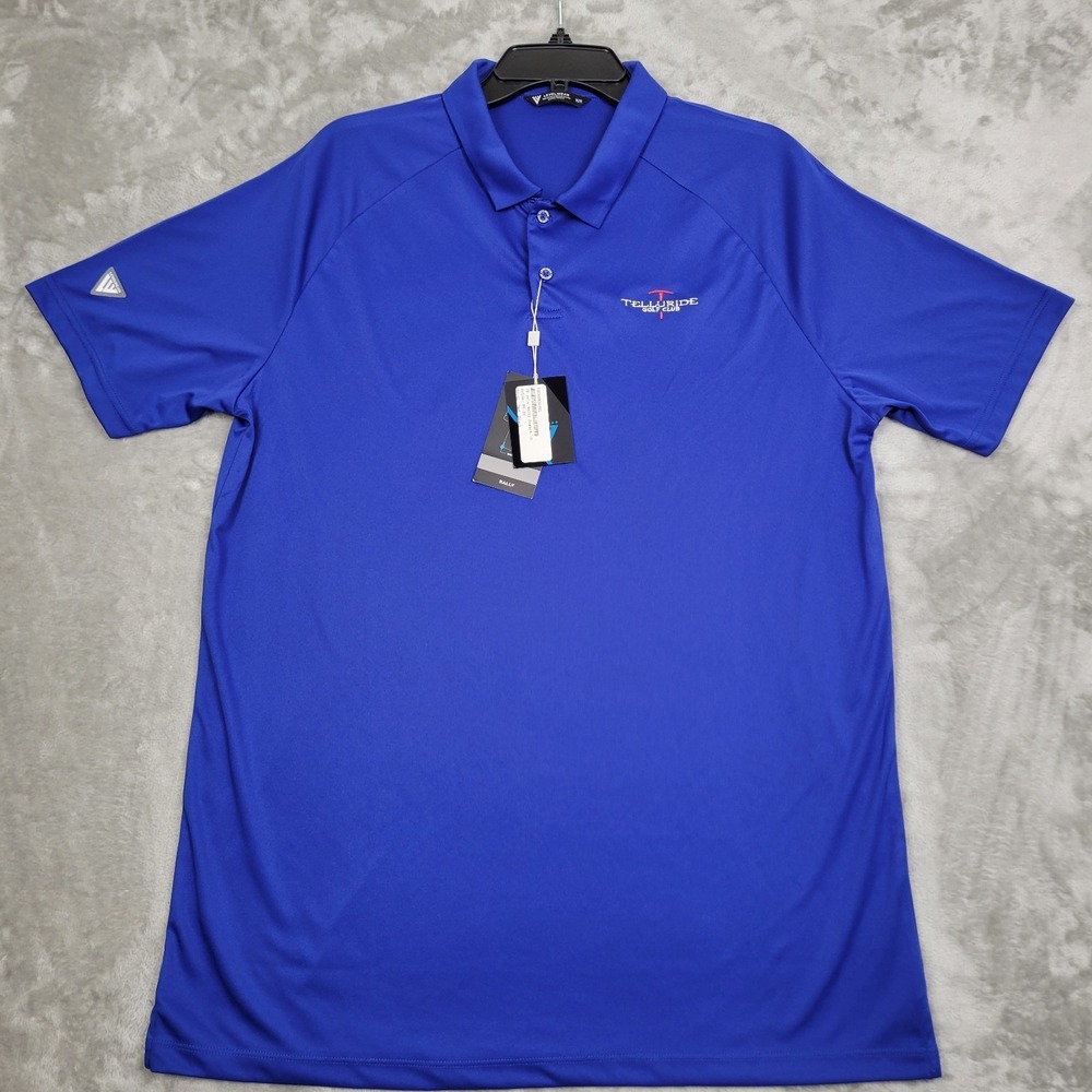 LevelWear Mens Short Sleeve Golf Polo Shirt Medium Polyester Telluride Golf Logo